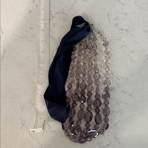 Banana Republic Navy Ribbon Multi-Strand Purple Bead Hair Accessory